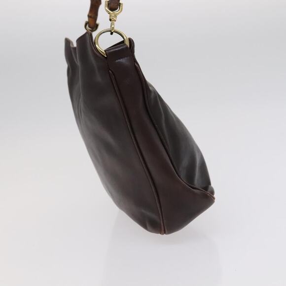 GUCCI Bamboo Hand Bag Leather Brown Gold 001 1705 001 1705 - Picture 5 of 16
